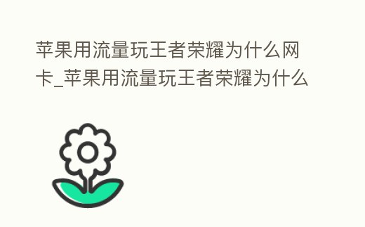 蘋果用流量玩王者榮耀為什么網卡_蘋果用流量玩王者榮耀為什么網卡頓