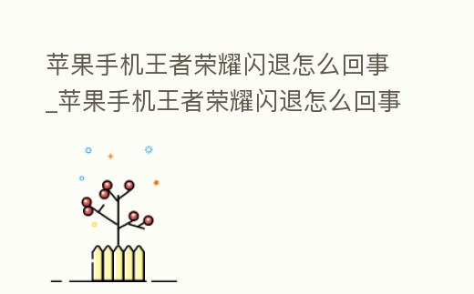 蘋果手機王者榮耀閃退怎么回事_蘋果手機王者榮耀閃退怎么回事