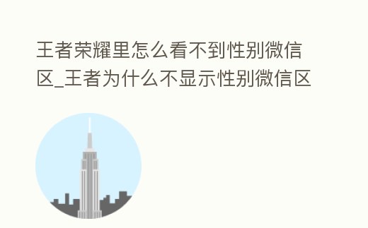 王者榮耀里怎么看不到性別微信區_王者為什么不顯示性別微信區