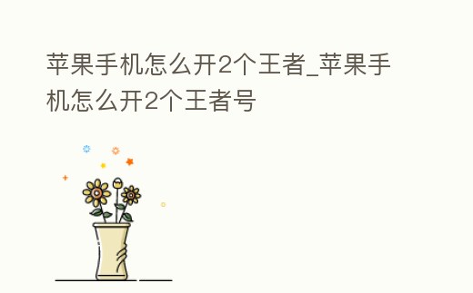 蘋果手機怎么開2個王者_(dá)蘋果手機怎么開2個王者號