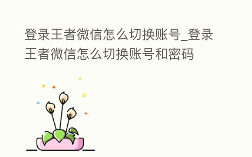 登錄王者微信怎么切換賬號_登錄王者微信怎么切換賬號和密碼