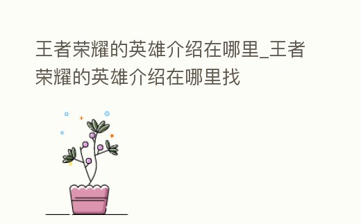 王者榮耀的英雄介紹在哪里_王者榮耀的英雄介紹在哪里找