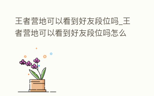 王者營地可以看到好友段位嗎_王者營地可以看到好友段位嗎怎么設(shè)置