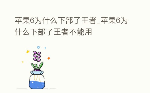 蘋果6為什么下部了王者_(dá)蘋果6為什么下部了王者不能用