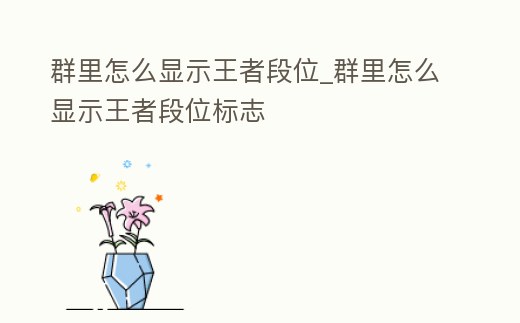 群里怎么顯示王者段位_群里怎么顯示王者段位標志