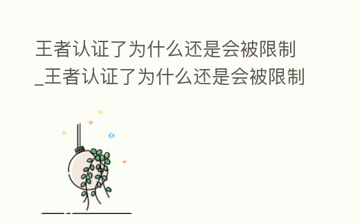 王者認證了為什么還是會被限制_王者認證了為什么還是會被限制登陸