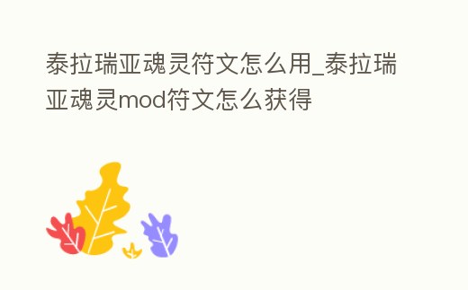 泰拉瑞亞魂靈符文怎么用_泰拉瑞亞魂靈mod符文怎么獲得