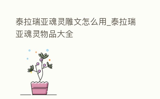 泰拉瑞亞魂靈雕文怎么用_泰拉瑞亞魂靈物品大全