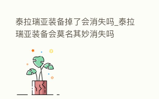 泰拉瑞亞裝備掉了會消失嗎_泰拉瑞亞裝備會莫名其妙消失嗎