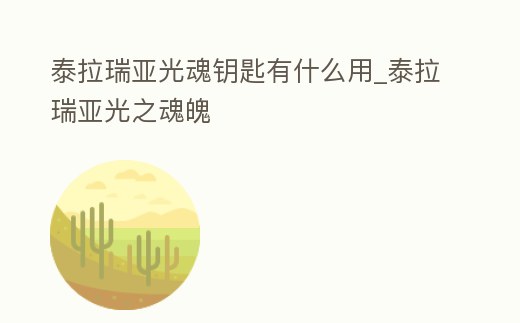 泰拉瑞亞光魂鑰匙有什么用_泰拉瑞亞光之魂魄