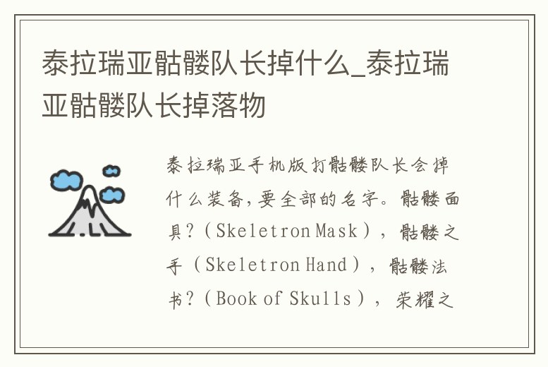 泰拉瑞亞骷髏隊長掉什么_泰拉瑞亞骷髏隊長掉落物
