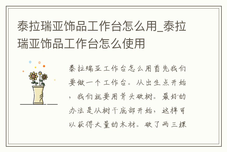 泰拉瑞亞飾品工作臺怎么用_泰拉瑞亞飾品工作臺怎么使用