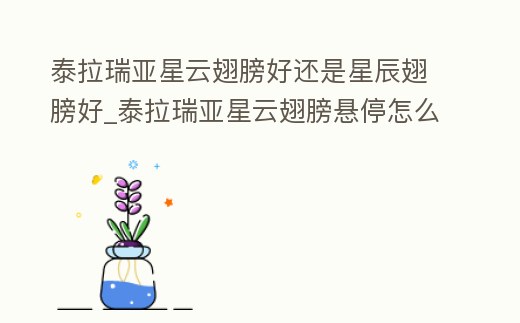 泰拉瑞亞星云翅膀好還是星辰翅膀好_泰拉瑞亞星云翅膀懸停怎么操作