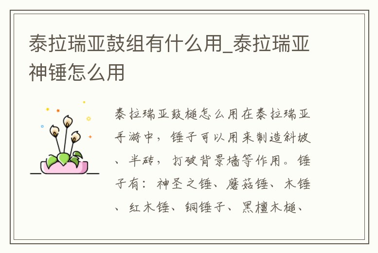 泰拉瑞亞鼓組有什么用_泰拉瑞亞神錘怎么用