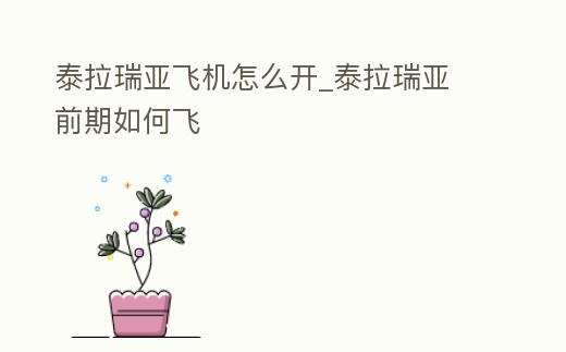 泰拉瑞亞飛機怎么開_泰拉瑞亞 前期如何飛