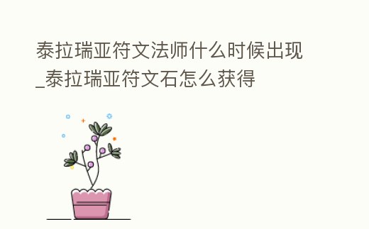 泰拉瑞亞符文法師什么時(shí)候出現(xiàn)_泰拉瑞亞符文石怎么獲得