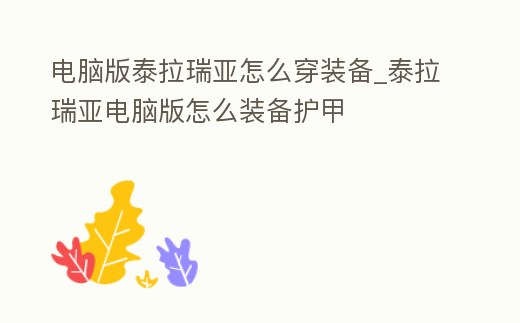 電腦版泰拉瑞亞怎么穿裝備_泰拉瑞亞電腦版怎么裝備護甲