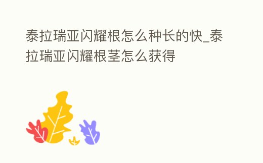 泰拉瑞亞閃耀根怎么種長的快_泰拉瑞亞閃耀根莖怎么獲得