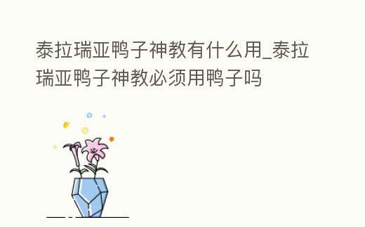 泰拉瑞亞鴨子神教有什么用_泰拉瑞亞鴨子神教必須用鴨子嗎