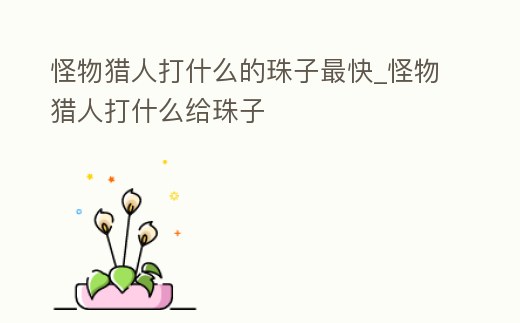 怪物獵人打什么的珠子最快_怪物獵人打什么給珠子