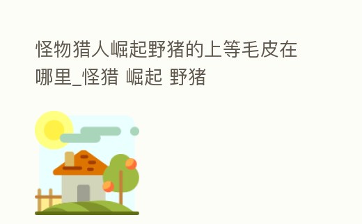 怪物獵人崛起野豬的上等毛皮在哪里_怪獵 崛起 野豬
