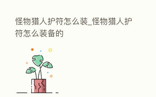 怪物獵人護(hù)符怎么裝_怪物獵人護(hù)符怎么裝備的