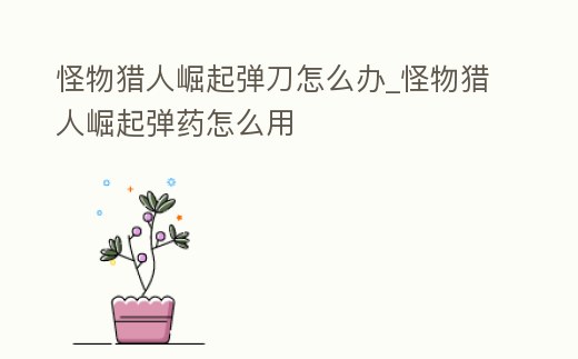 怪物獵人崛起彈刀怎么辦_怪物獵人崛起彈藥怎么用