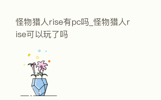 怪物獵人rise有pc嗎_怪物獵人rise可以玩了嗎