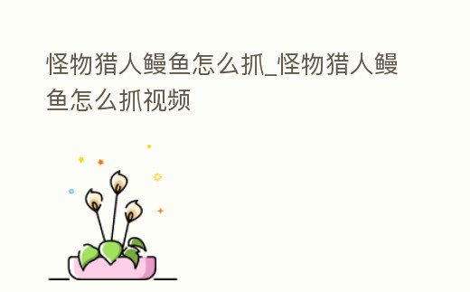 怪物獵人鰻魚怎么抓_怪物獵人鰻魚怎么抓視頻