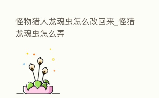 怪物獵人龍魂蟲怎么改回來_怪獵龍魂蟲怎么弄