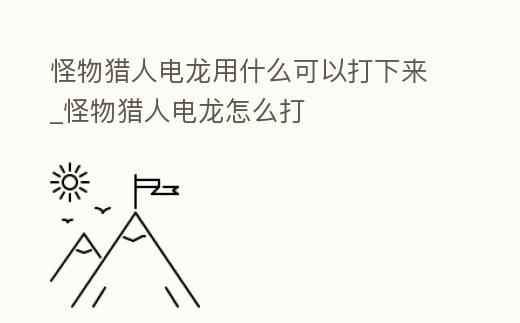 怪物獵人電龍用什么可以打下來_怪物獵人電龍怎么打