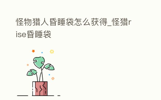 怪物獵人昏睡袋怎么獲得_怪獵rise昏睡袋