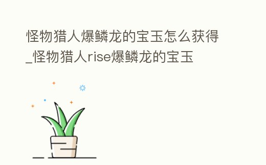 怪物獵人爆鱗龍的寶玉怎么獲得_怪物獵人rise爆鱗龍的寶玉