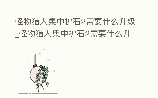 怪物獵人集中護石2需要什么升級_怪物獵人集中護石2需要什么升級武器