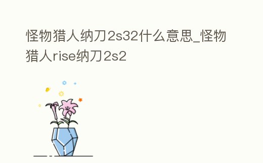 怪物獵人納刀2s32什么意思_怪物獵人rise納刀2s2