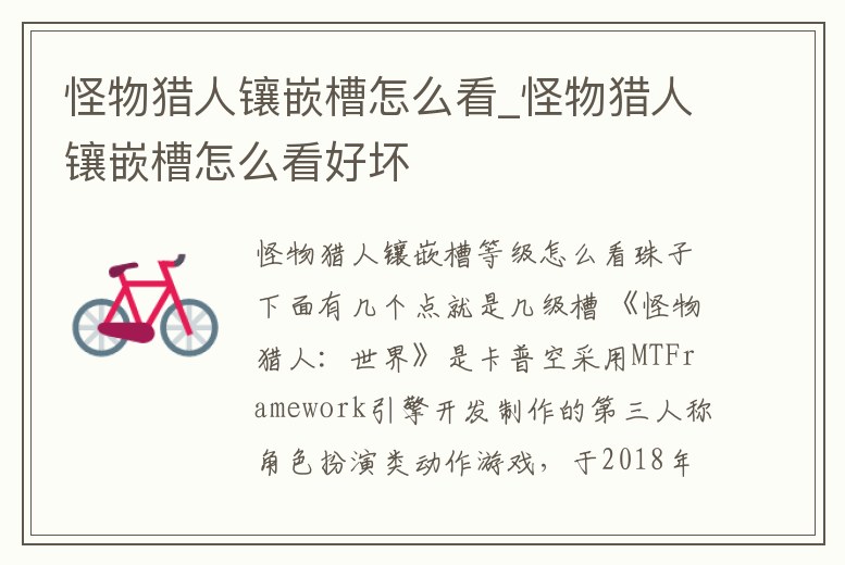 怪物獵人鑲嵌槽怎么看_怪物獵人鑲嵌槽怎么看好壞