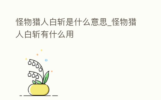 怪物獵人白斬是什么意思_怪物獵人白斬有什么用