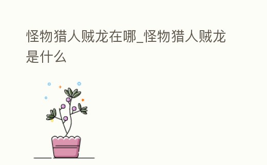 怪物獵人賊龍在哪_怪物獵人賊龍是什么