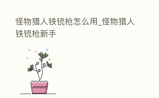 怪物獵人鐵銃槍怎么用_怪物獵人鐵銃槍新手