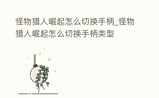 怪物獵人崛起怎么切換手柄_怪物獵人崛起怎么切換手柄類型