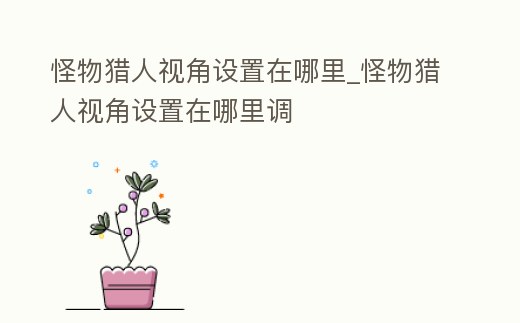 怪物獵人視角設置在哪里_怪物獵人視角設置在哪里調