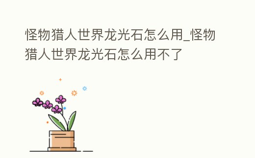 怪物獵人世界龍光石怎么用_怪物獵人世界龍光石怎么用不了