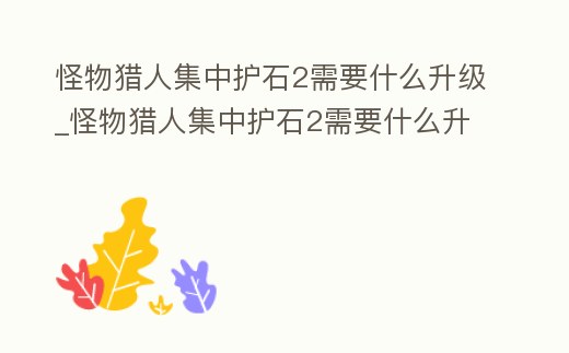 怪物獵人集中護石2需要什么升級_怪物獵人集中護石2需要什么升級武器