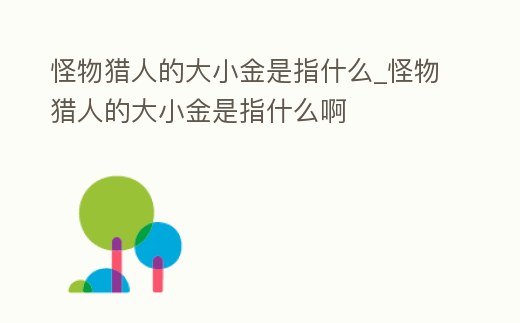 怪物獵人的大小金是指什么_怪物獵人的大小金是指什么啊