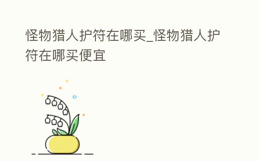 怪物獵人護(hù)符在哪買_怪物獵人護(hù)符在哪買便宜