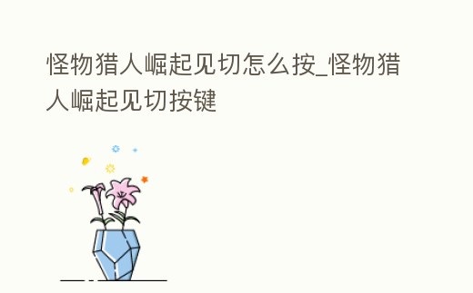 怪物獵人崛起見(jiàn)切怎么按_怪物獵人崛起見(jiàn)切按鍵