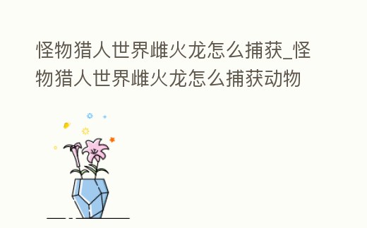 怪物獵人世界雌火龍怎么捕獲_怪物獵人世界雌火龍怎么捕獲動物