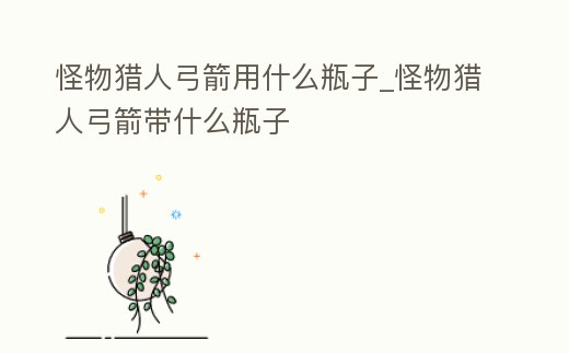 怪物獵人弓箭用什么瓶子_怪物獵人弓箭帶什么瓶子