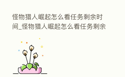 怪物獵人崛起怎么看任務剩余時間_怪物獵人崛起怎么看任務剩余時間多長