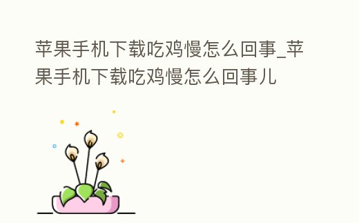 蘋果手機下載吃雞慢怎么回事_蘋果手機下載吃雞慢怎么回事兒